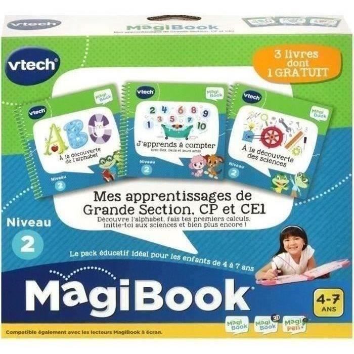 Livre Interactif Magibook - VTECH - Mes Apprentissages de Grande Section,  CP et CE1 - Pack de 3 livres - Cdiscount Jeux - Jouets