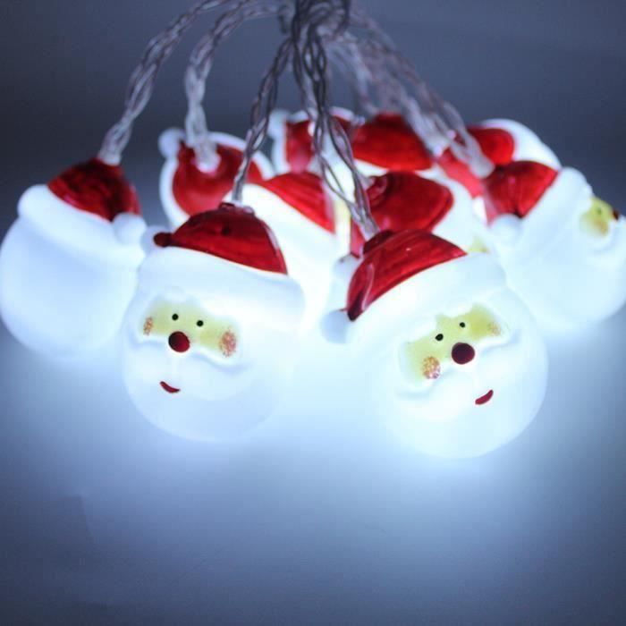 Guirlande Lumineuse Noël 2 M – 20 LED En Forme Père Noël Et Bonhomme De Neige – ABS, étanche – Pour Intérieur/extérieur, Sapin