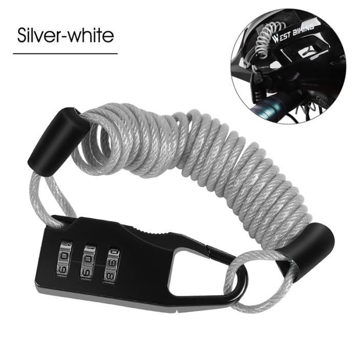 Antivol Casque Moto à Code - Câble Sécurité 150 Cm Pour Vélo, Scooter, Bagages