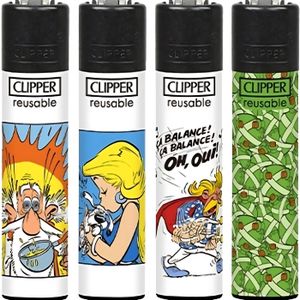 Briquets Clipper Métallisés Rechargeables - Lot De 4, Designs Provence Lavande (finition Métallisée)