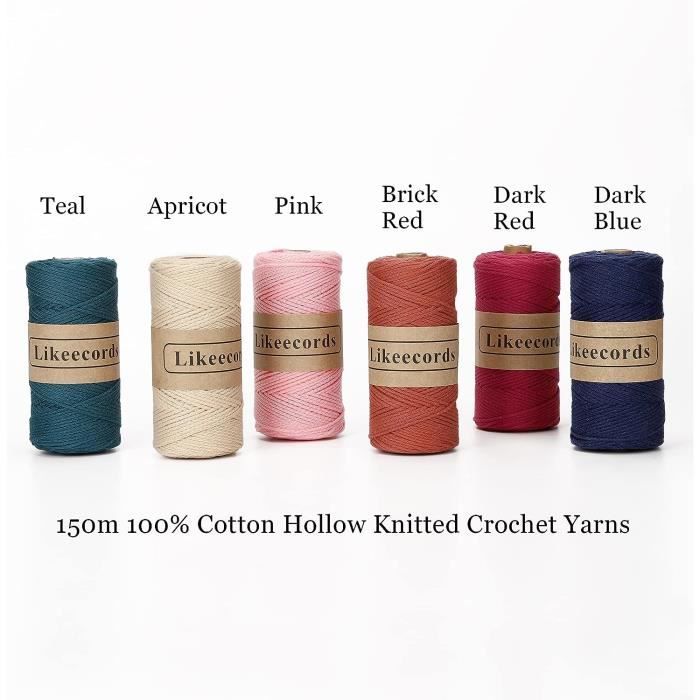Fil à Tricoter Et Crocheter Mélangé Coton/Nylon - 4x50g, 320m, Mailles Visibles Pour Débutants Avec Accessoires