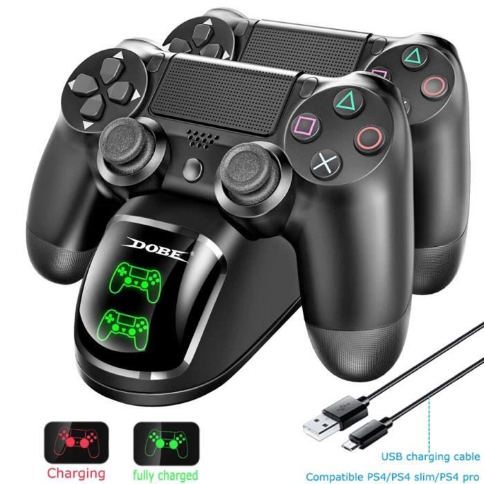 Jeux vidéo,Support de chargeur sans fil pour manette de jeu PS4,double  station de charge avec indicateur LED,pour Sony - Type Black - Cdiscount