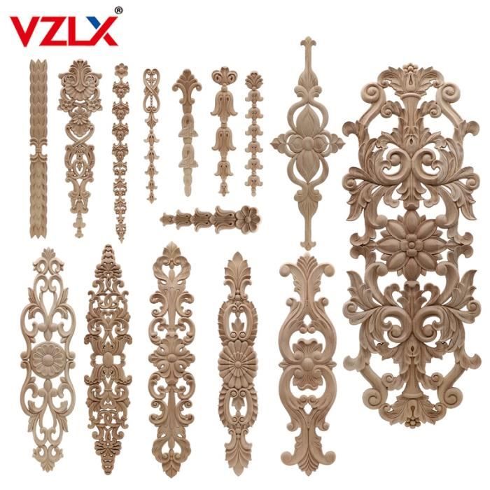 4 Appliques Moulures Bois Sculpté - Décalcomanies Décoratives Pour Meubles Et Armoires