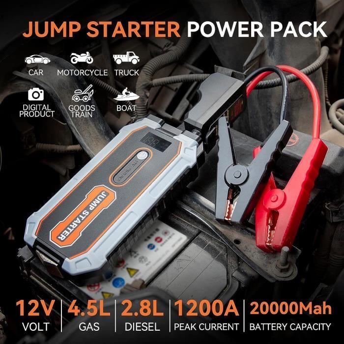 Booster Batterie Voiture 3000A 26640mWh – Démarreur Portable Avec écran, Lumière LED Et Chargeur USB