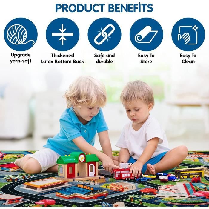 Booooom Jackson Tapis Enfant Chambre Voiture Route Tapis Jeu Coloré ...