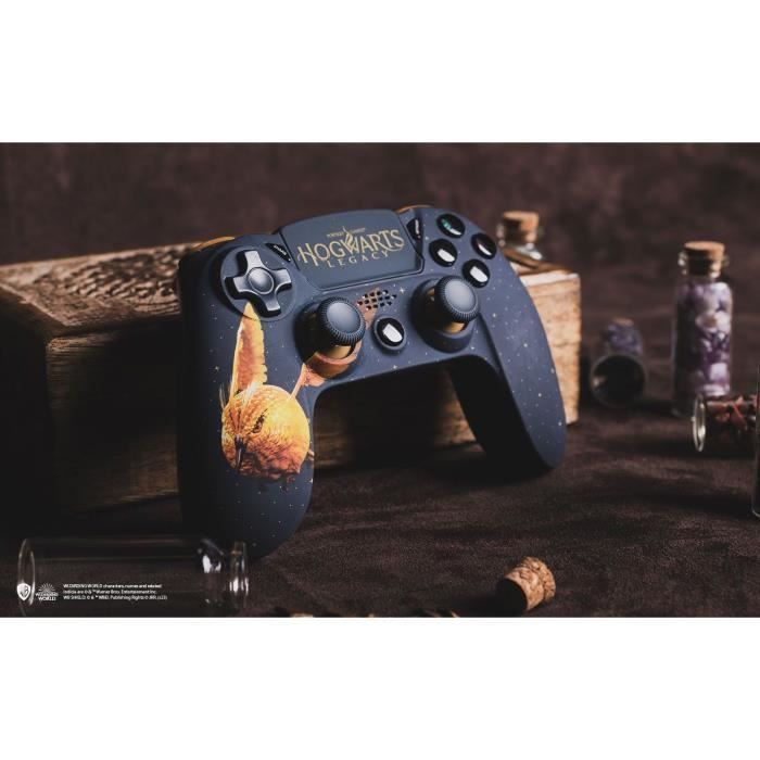 Manette PS4 Bluetooth Harry Potter Hogwarts Legacy Vivet Doré Lumineuse 3.5  JACK + Sacoche Harry Potter XL Switch - Oled 