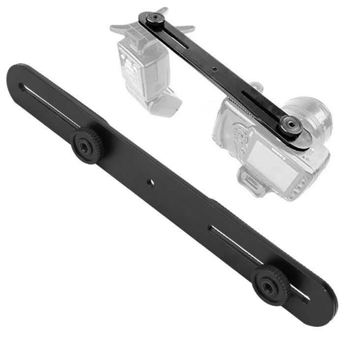Support De Flash Double En Aluminium De 5 Pouces (12,7 Cm) - Avec Trous 1/4" Et 3/8", Griffes Caoutchoutées Pour DSLR, Flash, LED