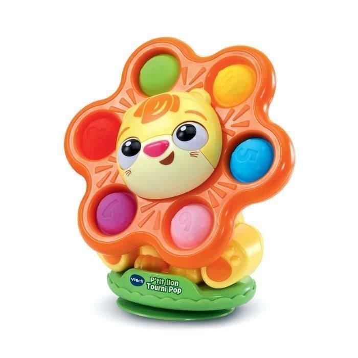VTech - P'tit Lion Tourni Pop, Jouet Ventouse Chaise Haute Fabriqué avec des Matériaux Plus Durables, Jeu de Motricité et d'Éveil Sensoriel, Cadeau Bébé Dès 6 Mois - Contenu en Français