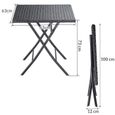 CASARIA® Table pliante polyrotin 65x65x75cm table jardin balcon terrasse max. 60kg Extérieur Table de Camping Table d'appoint-2