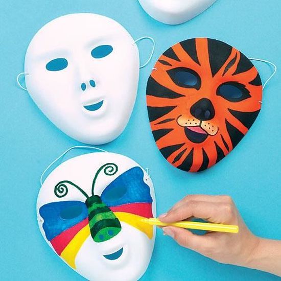 Landifor 24pcs Masque de Clown Masque de Clown Masque de Clown Masque de Clown pour Enfants Masque en Papier Blanc Masque à Faire soi-même pour Les fêtes Costume Cadeau Coloriage Spectacle créatif