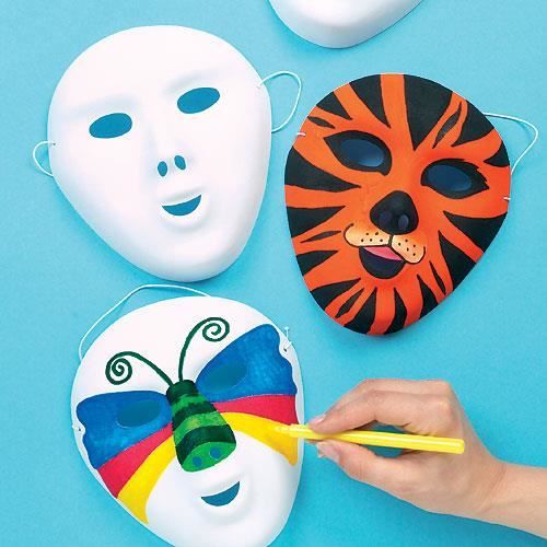Lot de 8 Masques Blancs à colorier - Loisirs créatifs pour les enfants.  Idéal pour le Carnaval - Cdiscount Beaux-Arts et Loisirs créatifs