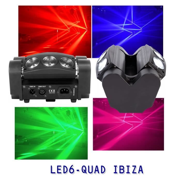 Pack de 3 Jeux de Lumière Pro LED6-QUAD et QUAD6-FX - Pack lumière IBIZA  LIGHT pas cher - Sound Discount