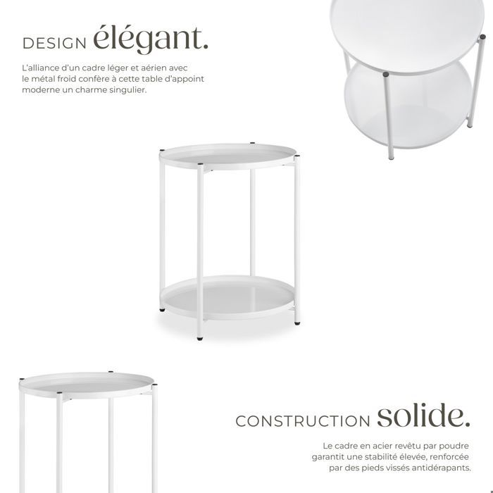 Table D'appoint Ronde Oxford Par Tectake - 2 Plateaux Amovibles, 53 Cm De Haut, Design Sobre Et Fonctionnel - Noir