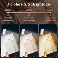 SEIGNEER Lampe de Lecture,3 Modes de Couleur & 5 Niveaux de Luminosité Réglables,  Lampe à Pince pour Livres au Lit-3