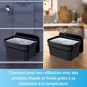 BenBow Seau rectangulaire avec Couvercle 1x 5l Blanc - adapté au Contact Alimentaire, boîte en Plastique empilable avec poignée - Vide