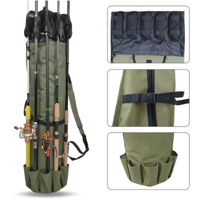 SOUUXIU Sac à Dos De Pêche, Intérieur Spacieux, Poches Pour Canne De Pêche, Tissage, Tissu Oxford