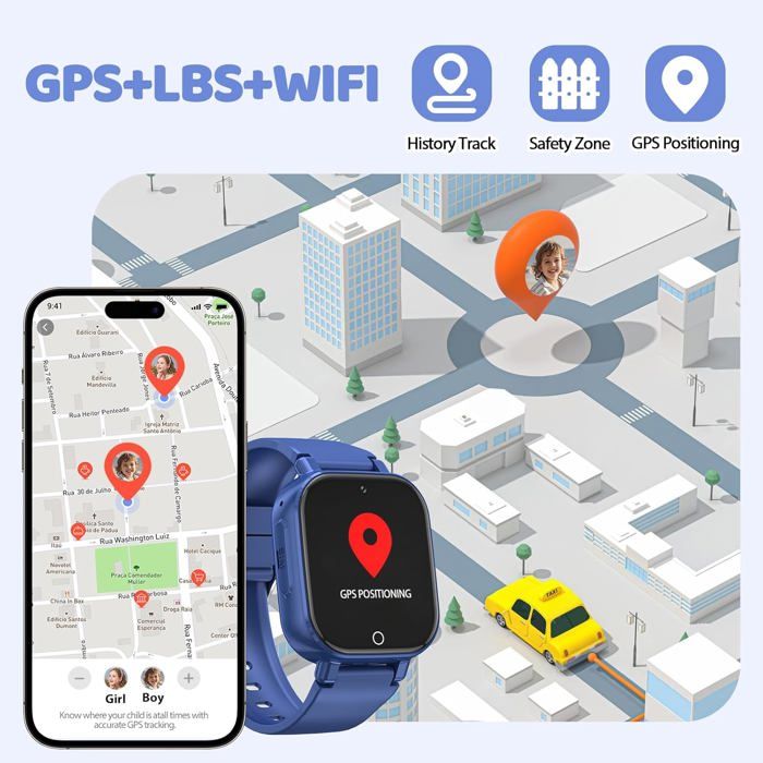 Montre Connectée Enfant 4G Avec GPS - Appels, Chat Vidéo, Mode Classe, SOS, Pour 4-12 Ans (bleu Royal) - 9