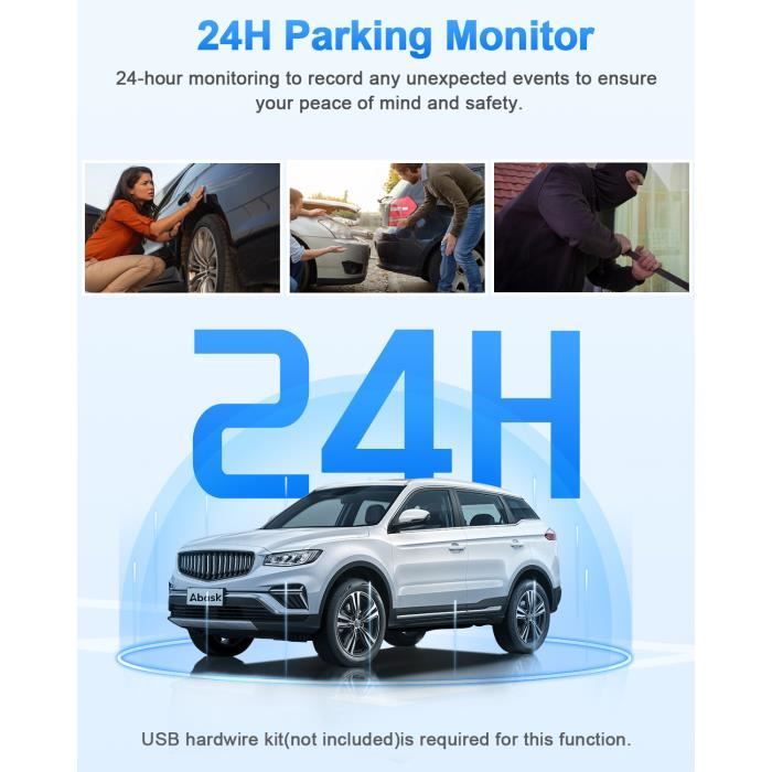 BOTSLAB 3K 4 Canaux Dashcam Embarquée, 3K/4K Avant Et 1080p*3 Pour Voiture, Caméra Embarquée 560° Pour Voiture, Wi-FI 5,8 GHz Et GPS Intégrés, Commande Vocale, Carte SD 128 Go Incluse