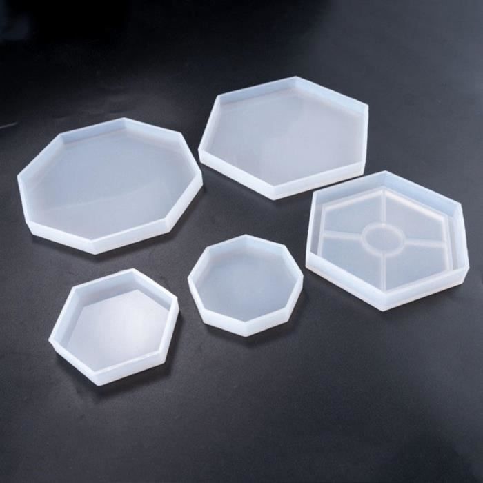 Gcroet 4 Moules Résine Silicone Géométrique 3D Pyramide - Porte-Bagues & Bijoux
