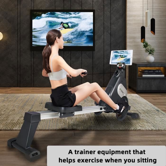 MERACH Rameur Pour La Maison, Rameur Silencieux Avec Rail Allongé De 130 Cm, Rameur Magnétique Puissant à 16 Niveaux Et Capacité De Charge De 160 Kg