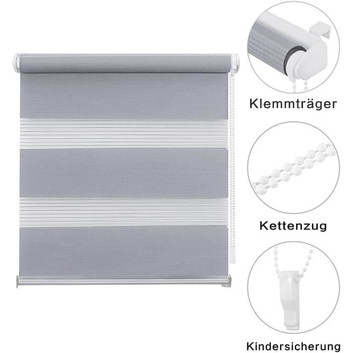 Homland Klemmfix Store enrouleur sans perçage Blanc 130 x 40 cm (L x l) Duo translucide et Homland Klemmfix Store enrouleur sans perçage Blanc 130 x 40 cm (L x l) Duo translucide et