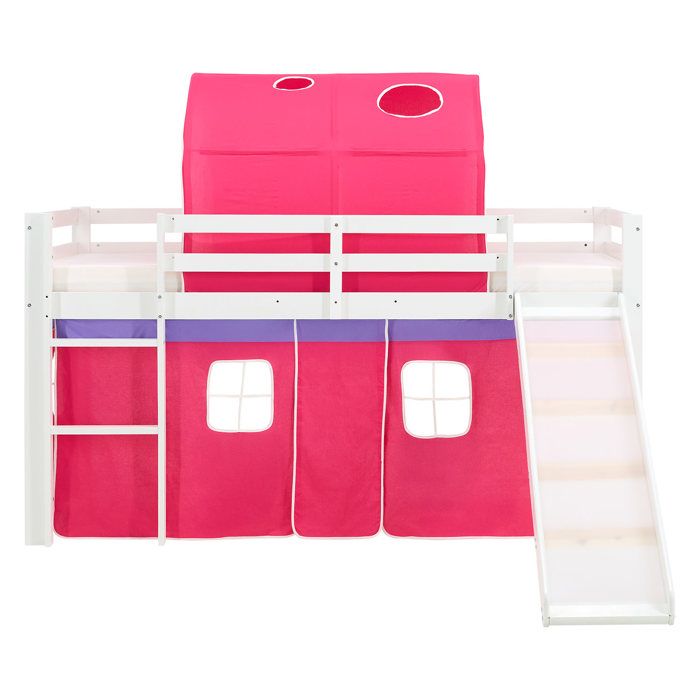 Lit Mezzanine D'enfants Avec Toboggan Et Échelle Pin 208x230 Cm - Lit
