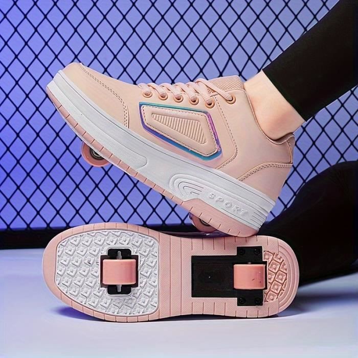 Patins a Roulettes Garcon Fille Chaussures a Roulettes Retractables AZWIX Rose Roller Enfant Mixte