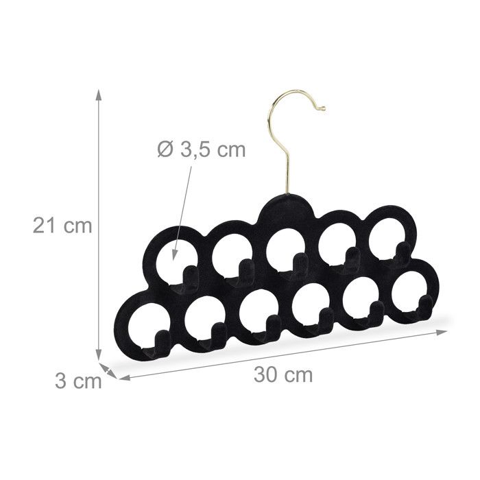 Organisateur De Ceintures Et Cravates - 14 Crochets Rotatifs 360° - Bois - Gain De Place