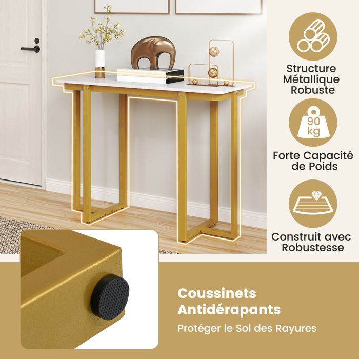 Smalle consoletafel met laadstation - Industriële console tafel - 120x15x80 cm