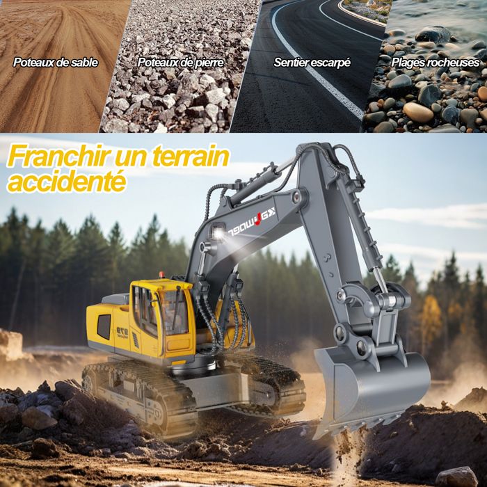 Excavatrice porteur en plastique pour enfants, grande taille, véhicule de constr
