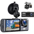 3 Lens Dashcam Voiture Avant Arriere Camera Embarquée Voiture 1080P Dash Cam Avec Capteur G, Enregistrement En Boucle, Vision[J136]-0