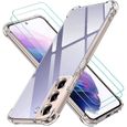 Lot coque Samsung Galaxy S22 et 2 Pièces Verre Trempé Protection écran 9H Anti-Rayures Housse Silicone Antichoc Transparent-0