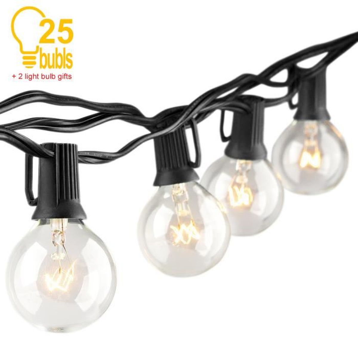 Guirlande Lumineuse Interieur Et Exterieur Guirlande Guinguette Equipe De 25 Ampoules Etanche G40 Blanc Chaud Ampoule Pour Patio Caf Achat Vente Fibre Lumineuse Guirlande Lumineuse Interie Cdiscount