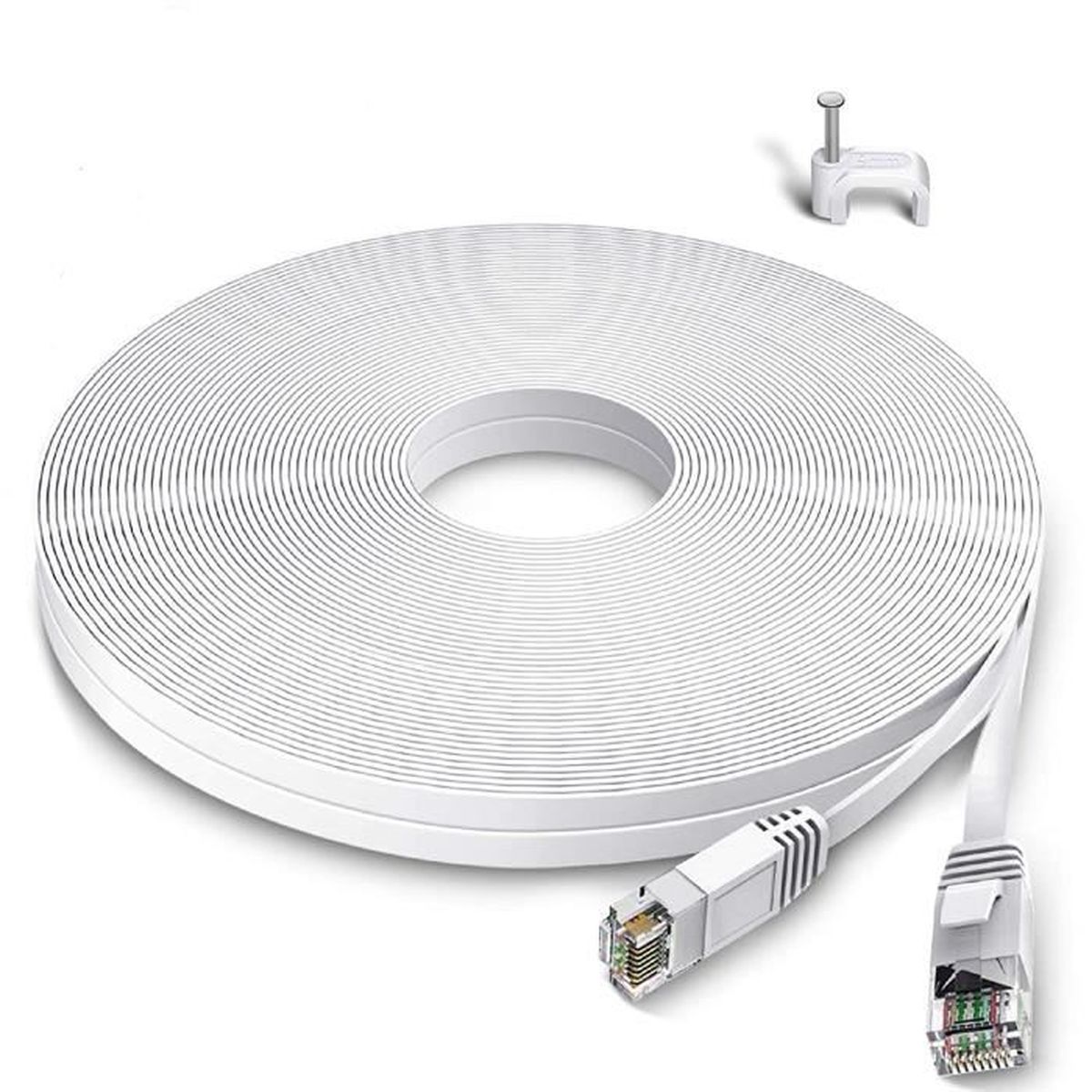 Câble 20m,Cat6 Plat Câble de Réseau Haute Vitesse Gigabit