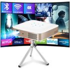 ISINBOX Vidéoprojecteur Portatif Intelligent DLP Android 4K 5G WiFi Bluetooth HDMI USB Famille Cinéma Extérieur