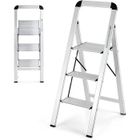 Escabeau Pliable à 3 Marches en Aluminium GOPLUS - Marches et Pieds Antidérapants - Charge Max 150 KG