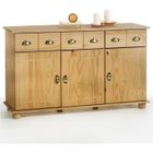 IDIMEX Buffet COLMAR commode bahut vaisselier meuble bas rangement avec 3 tiroirs et 3 portes, en pin massif teinté et ciré