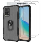 NOVAGO Coque Résistante avec béquille pour Vivo Y33s , Vivo Y21 , Vivo Y21s et 2 protections écran en verre trempé