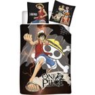 ONEPIECE Parure de Lit Manga One Piece - Housse de couette 140x200 cm - Taie d’oreiller 63x63 cm - Noir - Enfant