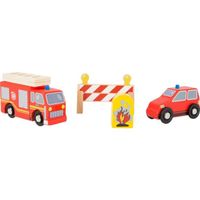 Kit de voitures de pompiers en bois - SMALL FOOT - 10905 - Mixte - Rouge - 3 ans et plus