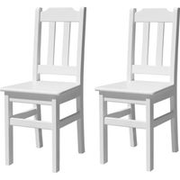 Set de 2 chaises en bois de pin - COULEUR BLANC - idéal pour cuisine, salle à manger ou salon