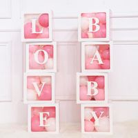 Décorations de fête prénatale pour garçon et fille, boîte transparente de 30cm, Boîte à ballons LOVE BABY
