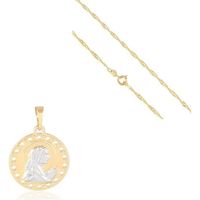Chaîne et Pendentif Médaille Vierge Marie Or Jaune 750 Laminé*