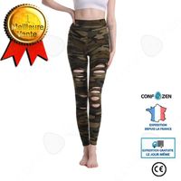 CONFO® Pantalon de Yoga - Vert Camouflage - Taille L - Respirant - Fitness