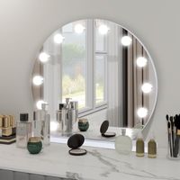 Miroir de Maquillage Rond Hollywood 50cm + 12 LED Ampoules + Écran Tactile + 3 Modes Réglables