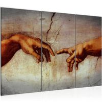Runa art Tableau Décoration Murale Creation of Adam MichelAngelo 120x80 cm - 3 Panneaux Toile Prêt à Accrocher 700131a