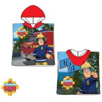 Poncho de Bain ou de Plage - SUN CITY - Sam le Pompier - Rouge - Enfant - 50 x 100 cm - 100 % polyester