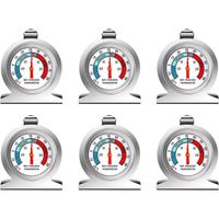 6 Pièces Thermomètre en Acier Inoxydable à Grand Cadran, Thermomètre de Réfrigérateur pour Congélateur avec Crochet et Support