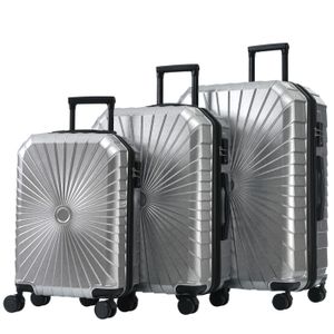 SET DE VALISES Ensemble de valises 3 pièces-taille M-L-XL-matériau PVC-4 roues-serrure douanière TSA-motif cool-argent