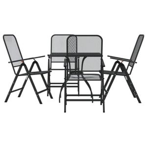 Ensemble table et chaise de jardin Atyhao Ensemble à manger de jardin 5 pcs anthracite métal maille A3211818 98666